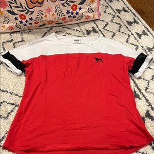 Victoria's Secret Red and White Love Pink Tee